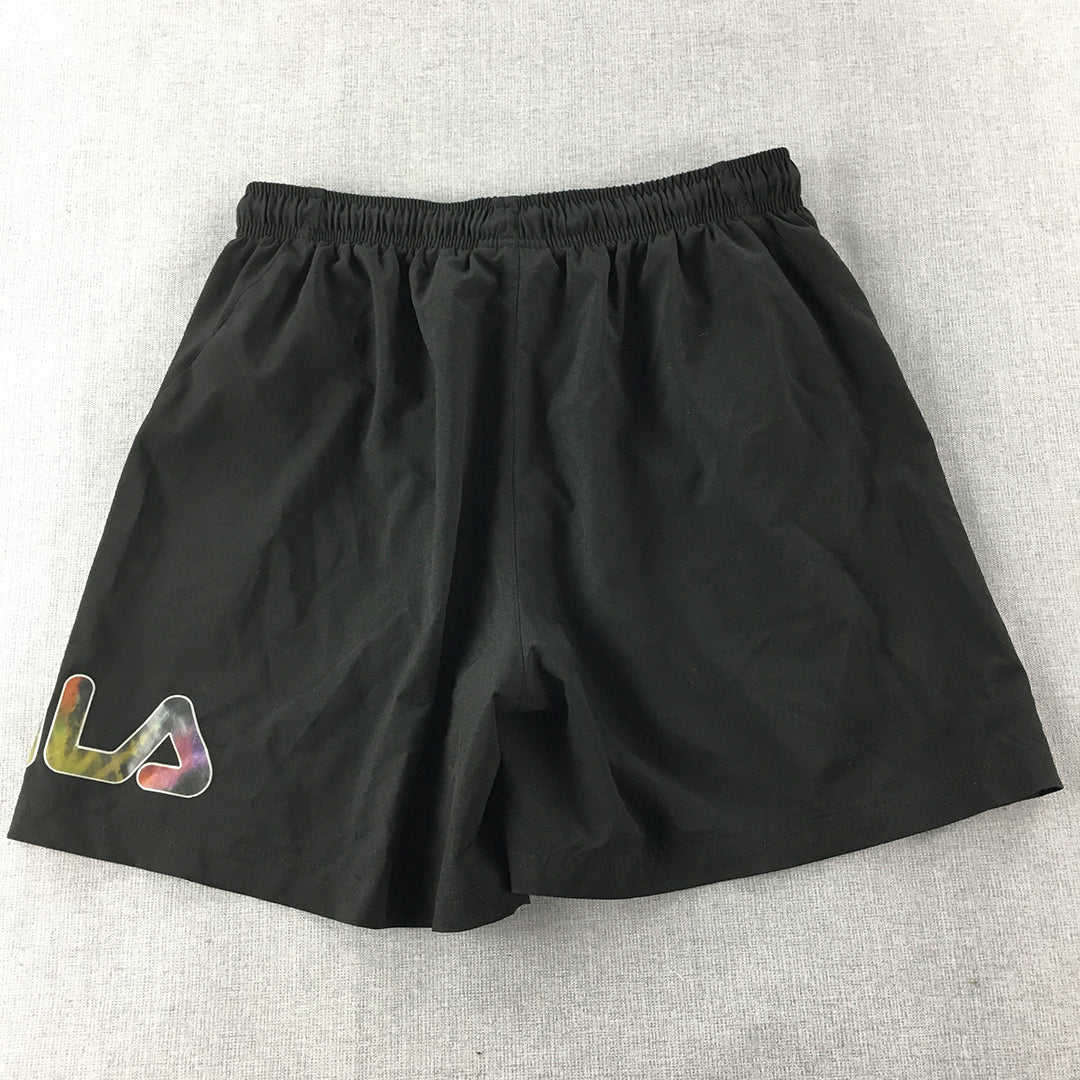 FILA Kids Shorts Size 16 Black Drawstring Elastic Waist Logo Pockets