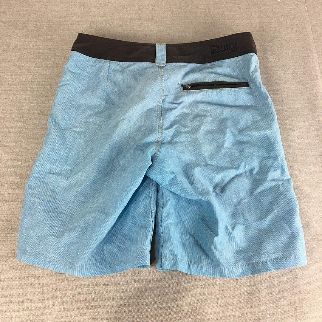 Rusty Mens Board Shorts Size 30 Blue Surf Swim Drawstring Boardies