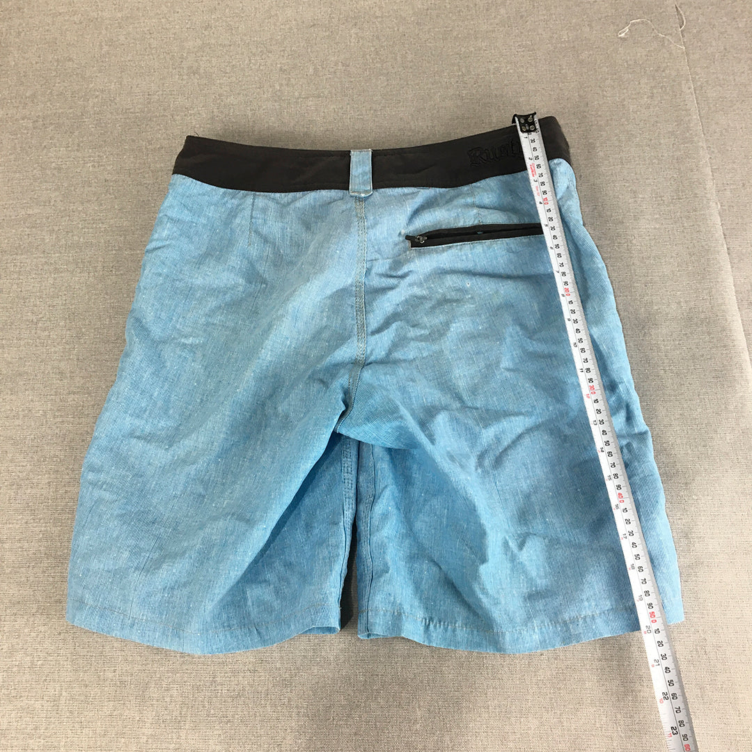 Rusty Mens Board Shorts Size 30 Blue Surf Swim Drawstring Boardies