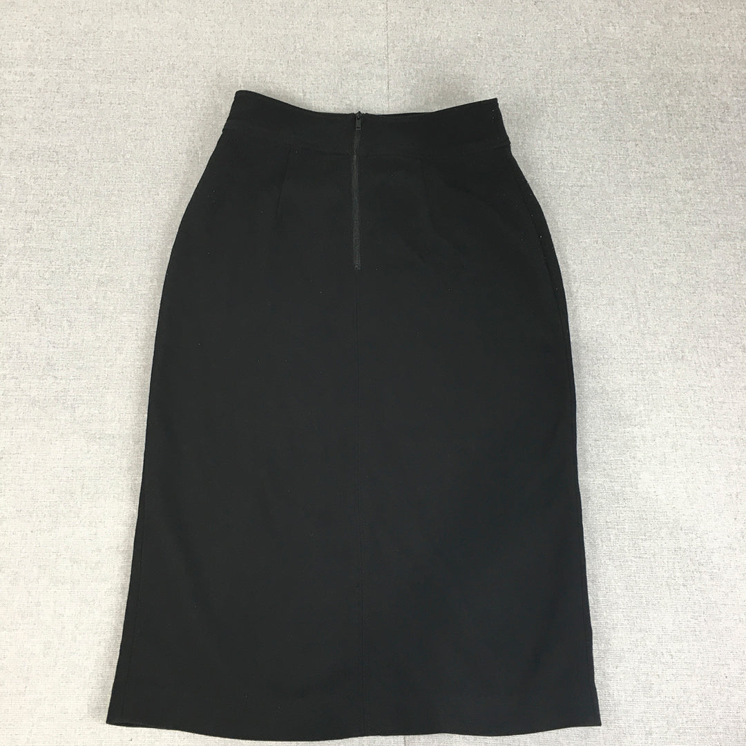 Witchery Womens Pencil Skirt Size 8 Black Pockets Knit Stretch Fabric