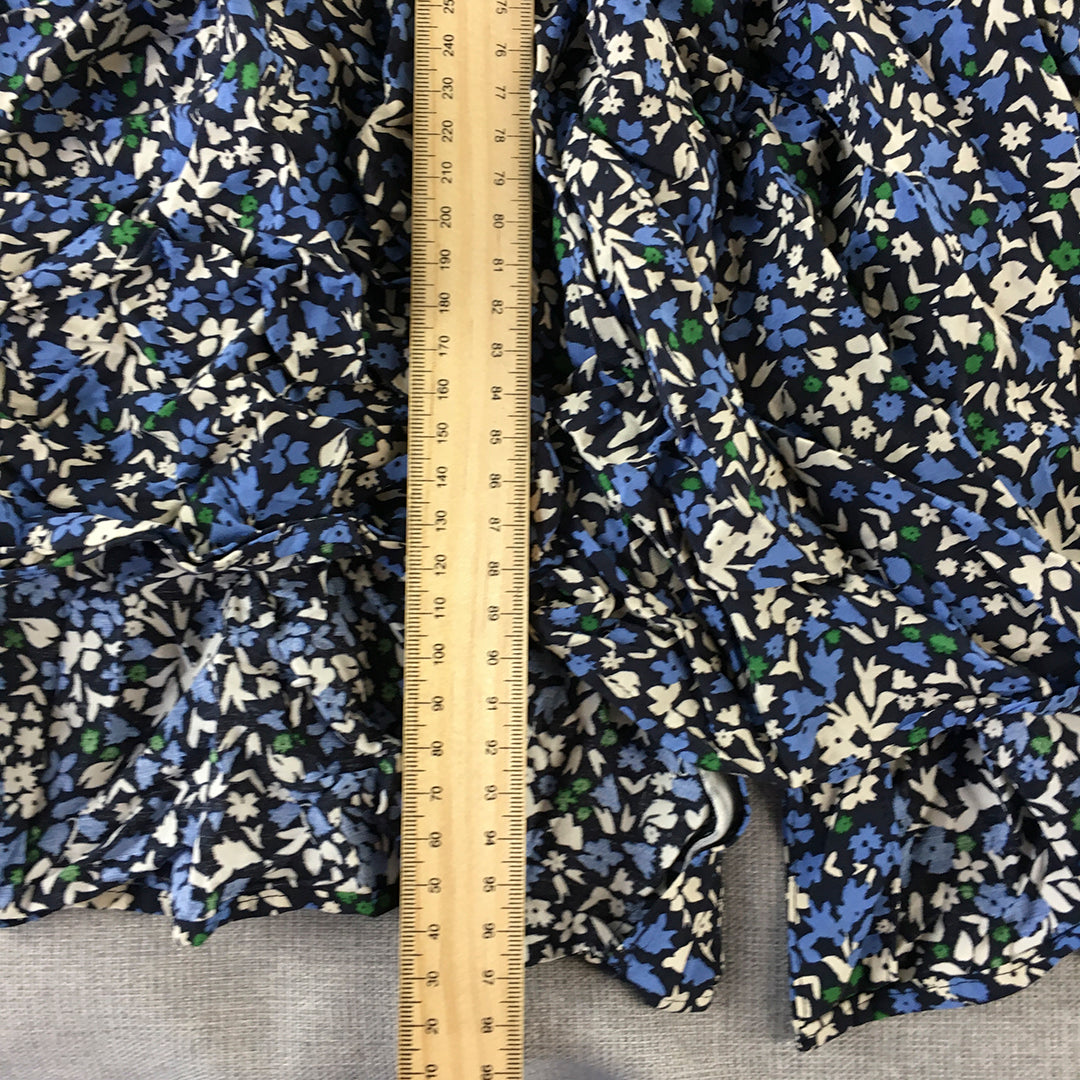 Uniqlo Womens A-Line Dress Size M Blue Floral Button