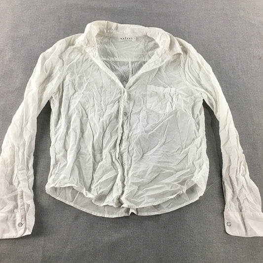 Velvet by Graham & Spencer Womens Shirt Size L White Long Sleeve Button-Up