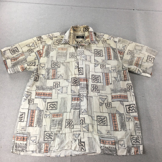 Vintage 90s Chiffe Mens Shirt Size XL White Aztec Tribal Loud Funky Hawaiian