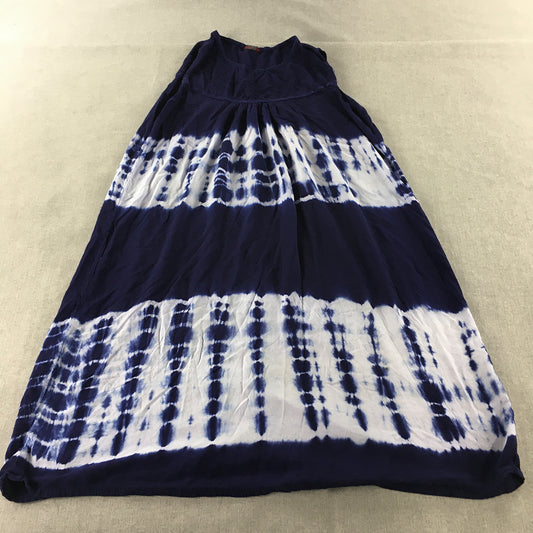 Tie-Dye Womens A-Line Dress Size S/M Blue White Sleeveless Short