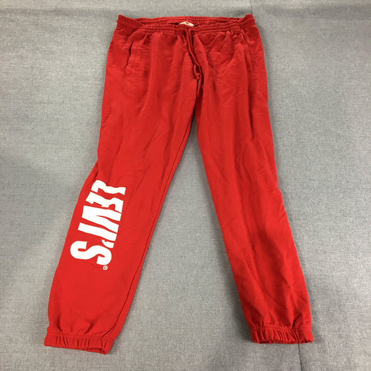 Levi's Mens Tracksuit Pants Size L Red Big Logo Drawstring Pockets Jogger