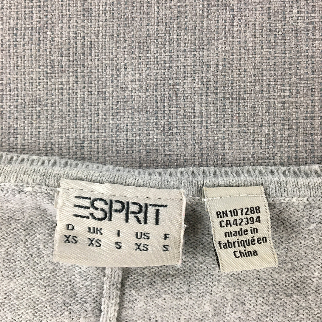 Esprit Womens Knit Top Size XS Grey V-Neck Shirt