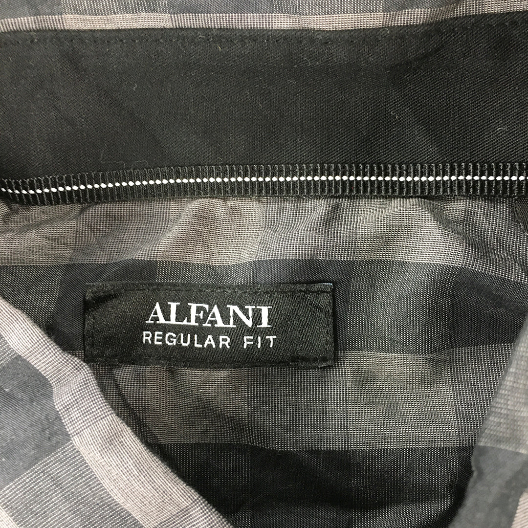 Alfani Mens Shirt Size M Black Checkered Long Sleeve Button-Up Collared