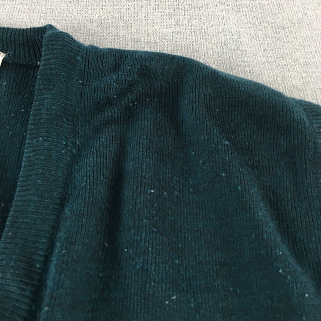 Vintage Companion Mens Wool Sweater Size L Blue V-Neck Sleeveless Knit Jumper