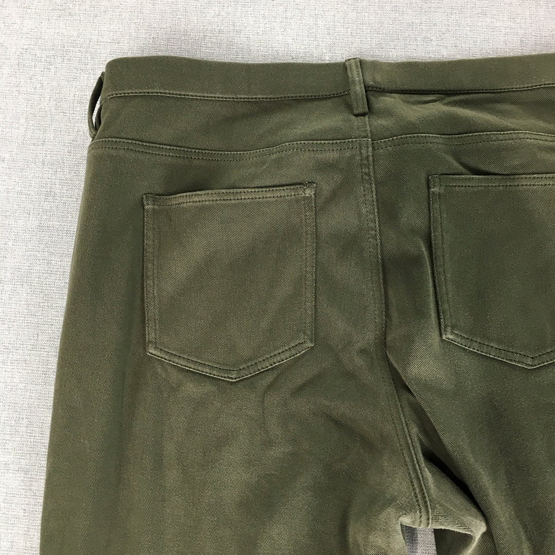 Uniqlo Womens Legging Jeans Size XL Khaki Green Skinny Stretch Denim