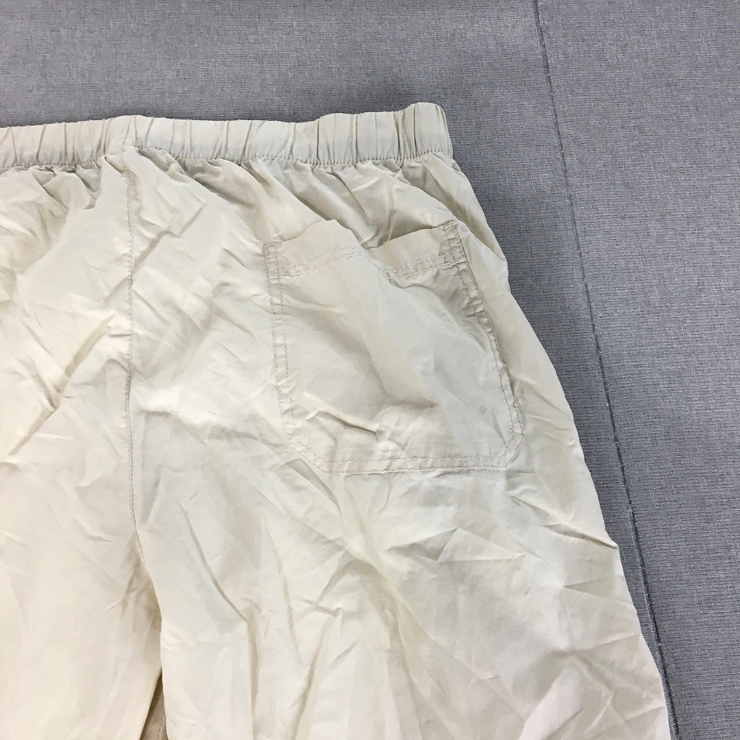 Beevee Mens Pants Size 3XL Ivory White Elastic Waist Pockets