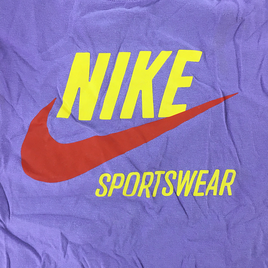 Nike Kids Girls T-Shirt Youth Size M (10 - 12 Years) Purple Big Swoosh Logo