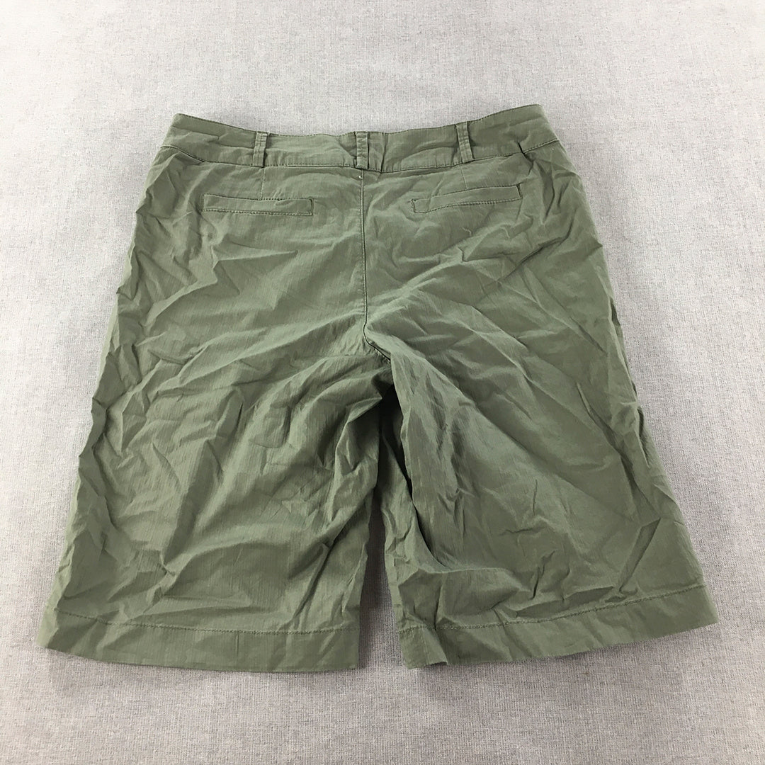 Esprit Womens Bermuda Shorts Size 12 Khaki Green Pockets