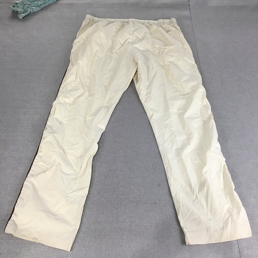 Beevee Mens Pants Size 3XL Ivory White Elastic Waist Pockets