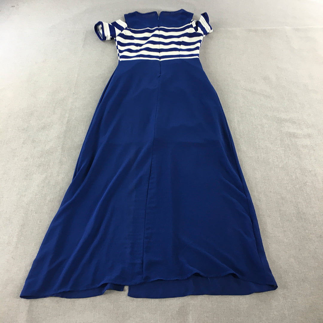 Vero Moda Classics Womens Dress Size S Blue A-Line Midi Striped