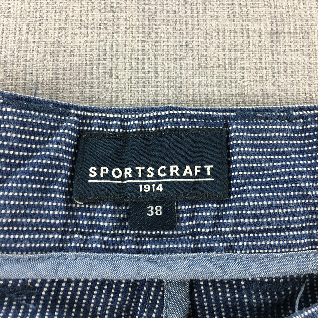 Sportcraft Mens Chino Shorts Size 38 Blue Striped Pockets