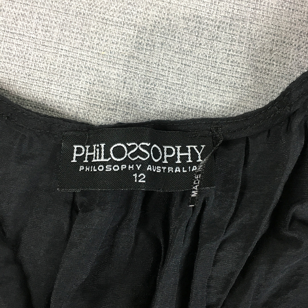 Philosophy Womens Mini Dress Size 12 Black Sleeveless A-Line