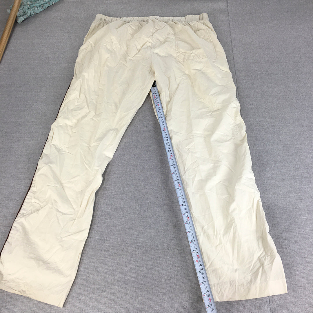 Beevee Mens Pants Size 3XL Ivory White Elastic Waist Pockets