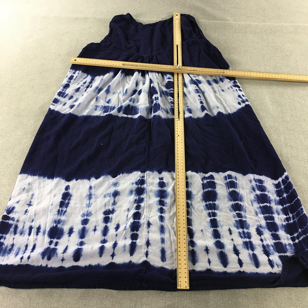 Tie-Dye Womens A-Line Dress Size S/M Blue White Sleeveless Short