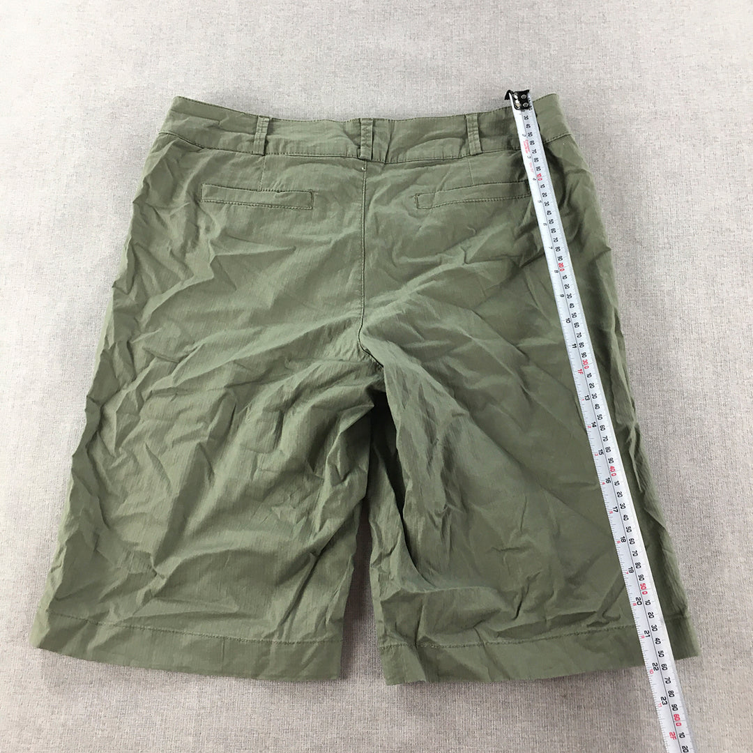 Esprit Womens Bermuda Shorts Size 12 Khaki Green Pockets