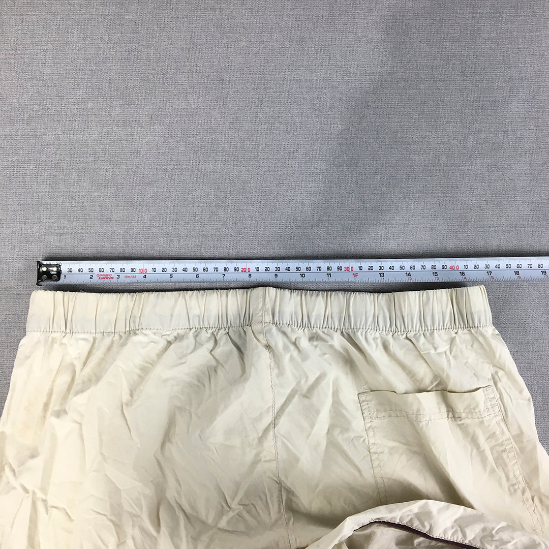 Beevee Mens Pants Size 3XL Ivory White Elastic Waist Pockets