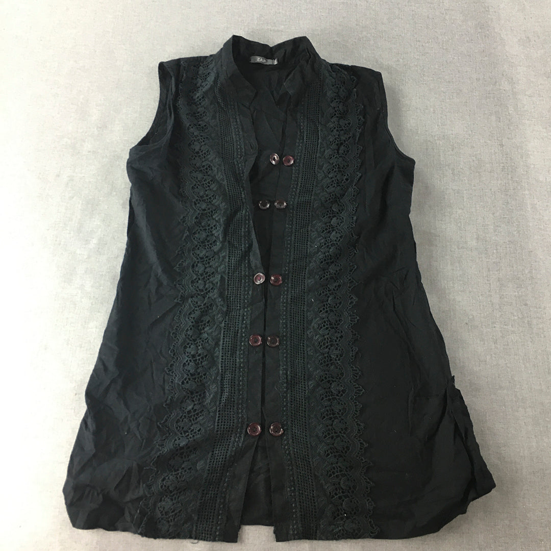 Zap Womens Top Size 2XL Black Sleeveless Button-Up Shirt