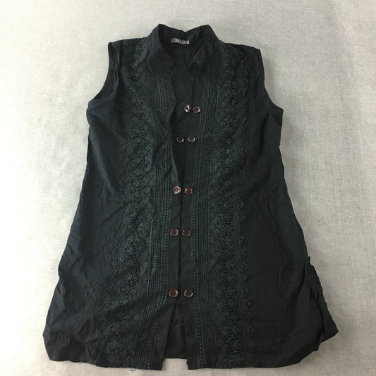 Zap Womens Top Size 2XL Black Sleeveless Button-Up Shirt