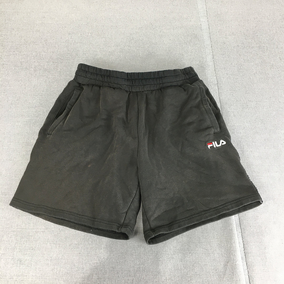 FILA Mens Shorts Size L Black Logo Pockets Elastic Waist