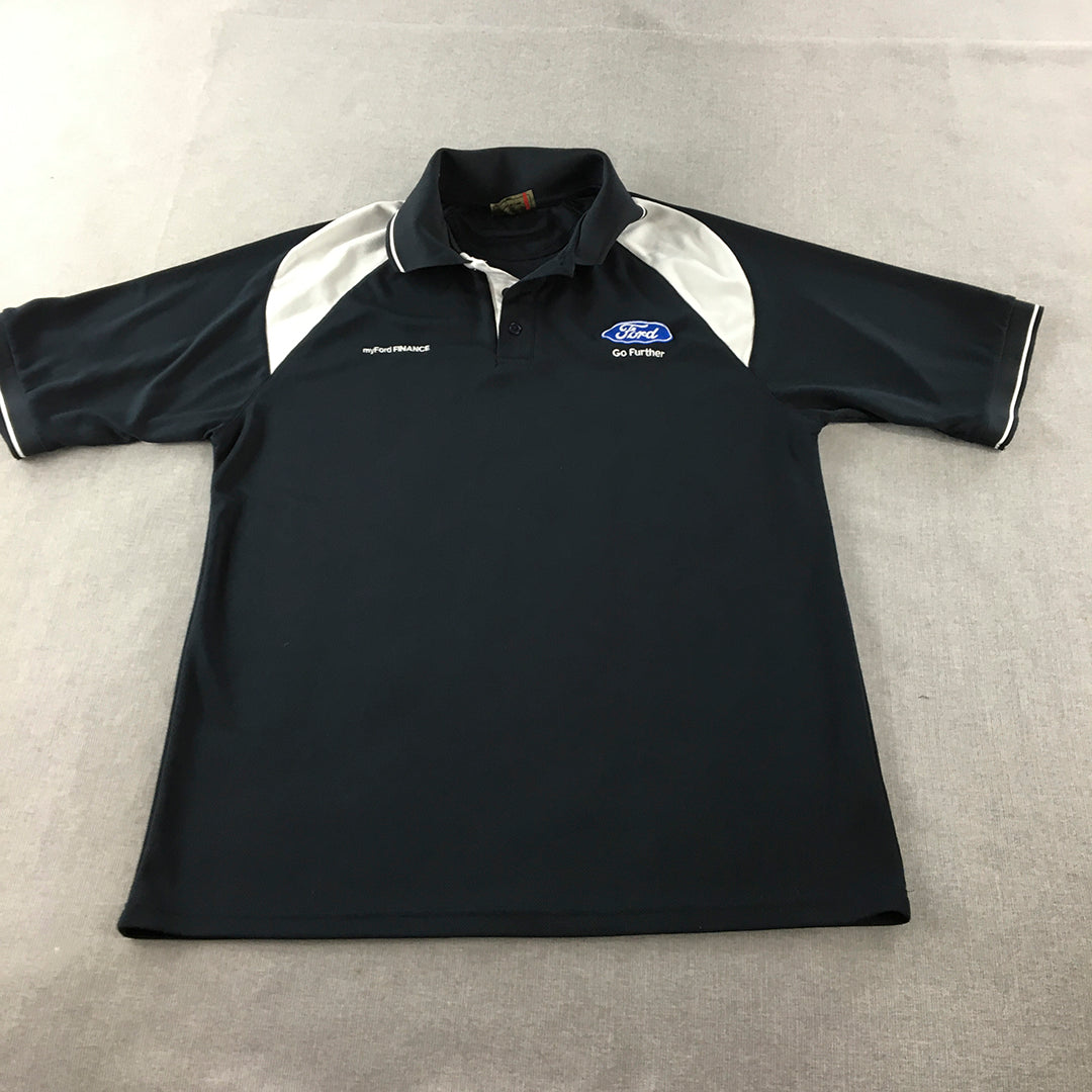 Ford Mens Polo Shirt Size 2XL Navy Blue Car Auto Collared Rugby