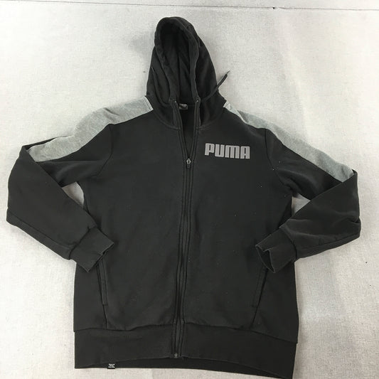 Puma Mens Hoodie Jacket Size M Black Zip-Up Logo Pockets Windbreaker Coat