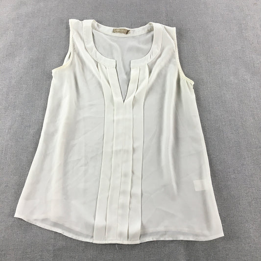 Forcast Womens Top Size 4 White Sleeveless Shirt Blouse