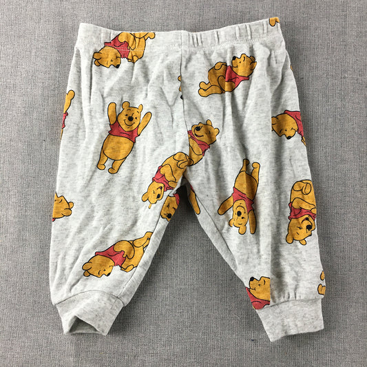 Disney Winnie The Pooh Baby Pants Size 00 (3 - 6 Months) Grey Elastic Waist