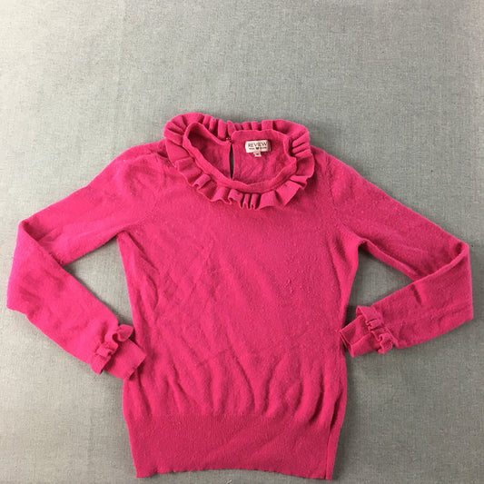 Review Womens Alpaca Wool Blend Sweater Size 10 Hot Pink Knit Jumper
