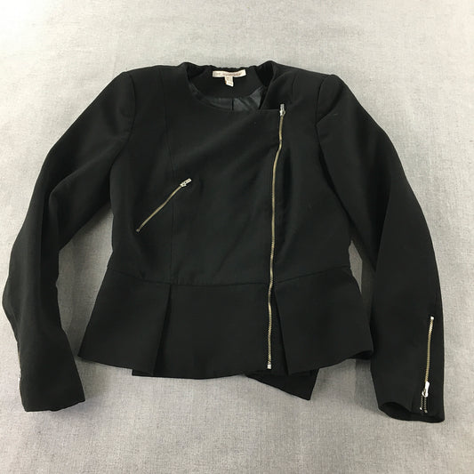 Zara Trf Outerwear Womens Jacket Size L Black Zip