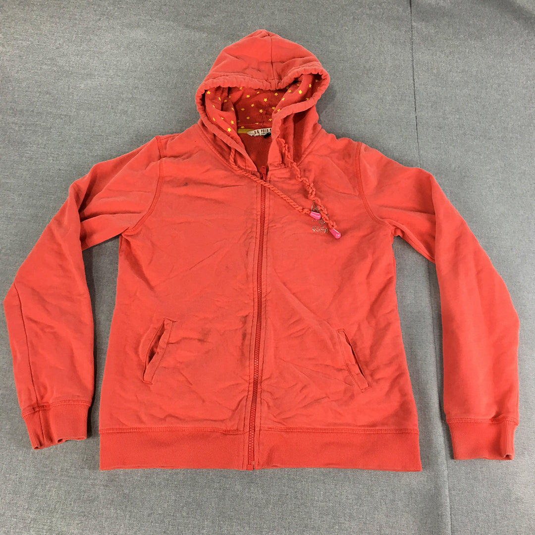 U.S. Polo Assn. Womens Hoodie Jacket Size L Red Zip-Up Pockets Coat