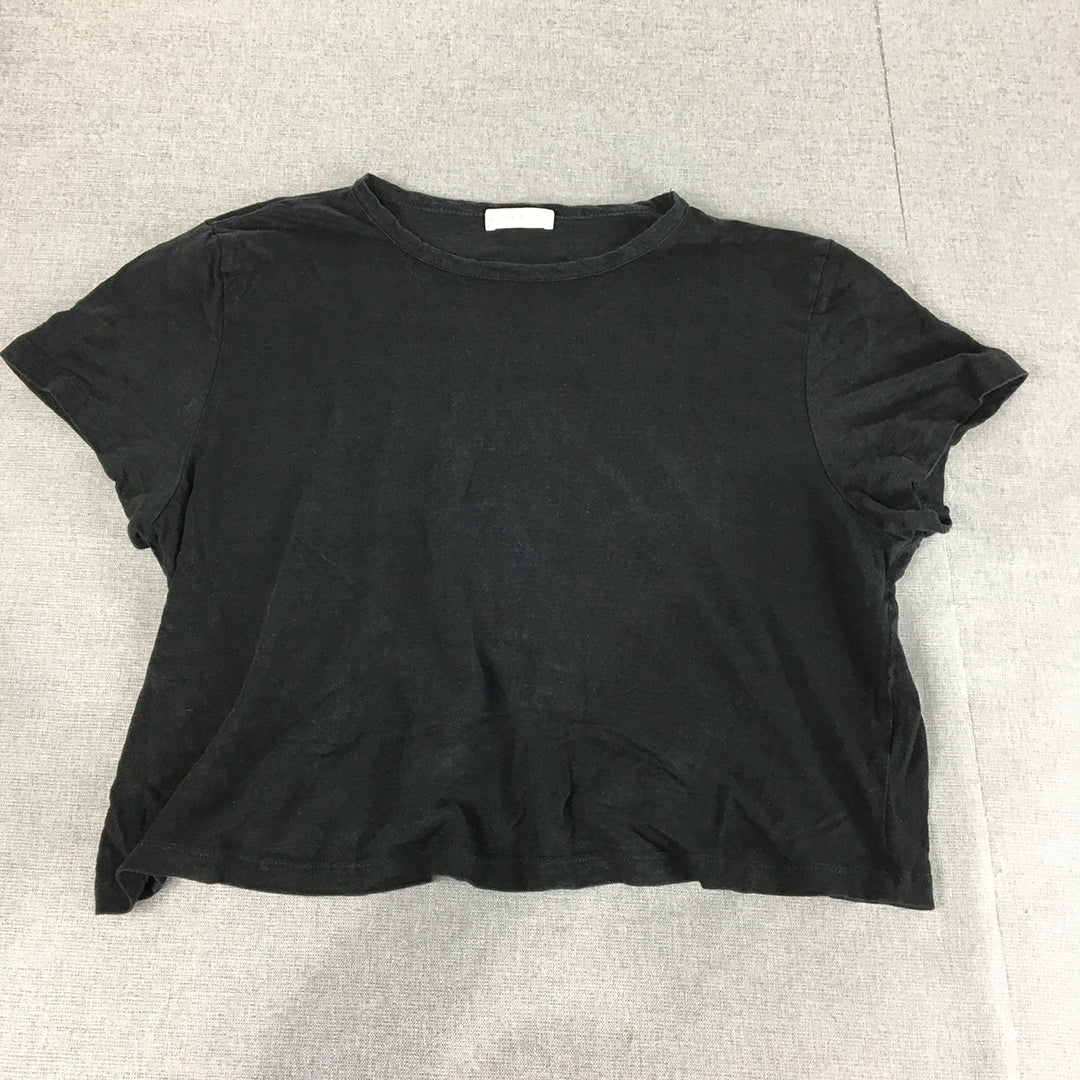 Kookai Womens T-Shirt Size 2 Black Short Sleeve Cropped Top