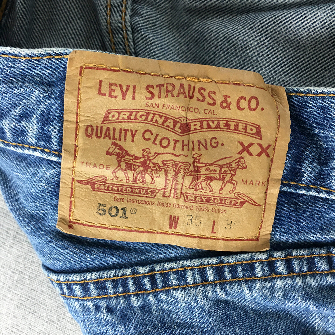 Levi's 501 Mens Jeans Size 35 Blue Straight Leg Denim