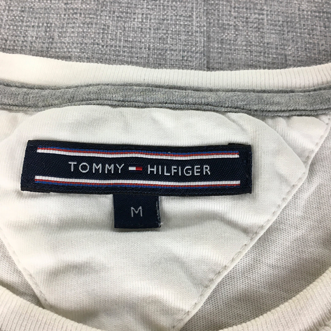 Tommy Hilfiger Mens T-Shirt Size M White Crew Neck Short Sleeve Logo Tee