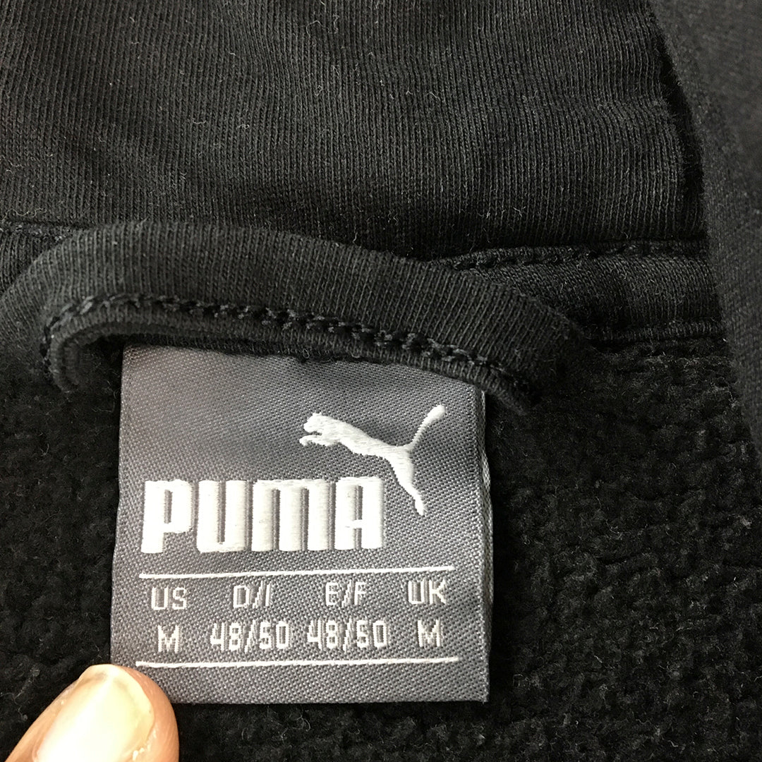 Puma Mens Hoodie Jacket Size M Black Zip-Up Logo Pockets Windbreaker Coat