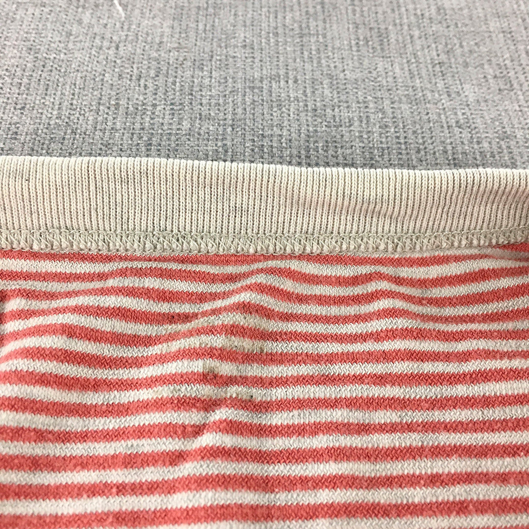 Uniqlo Womens T-Shirt Size L Red White Striped Short Sleeve Crew Neck Top