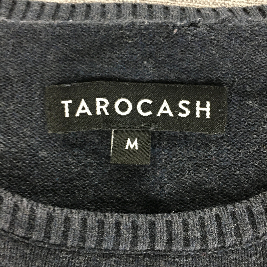 Tarocash Mens Knit Sweater Size M Blue Crew Neck Pullover Jumper