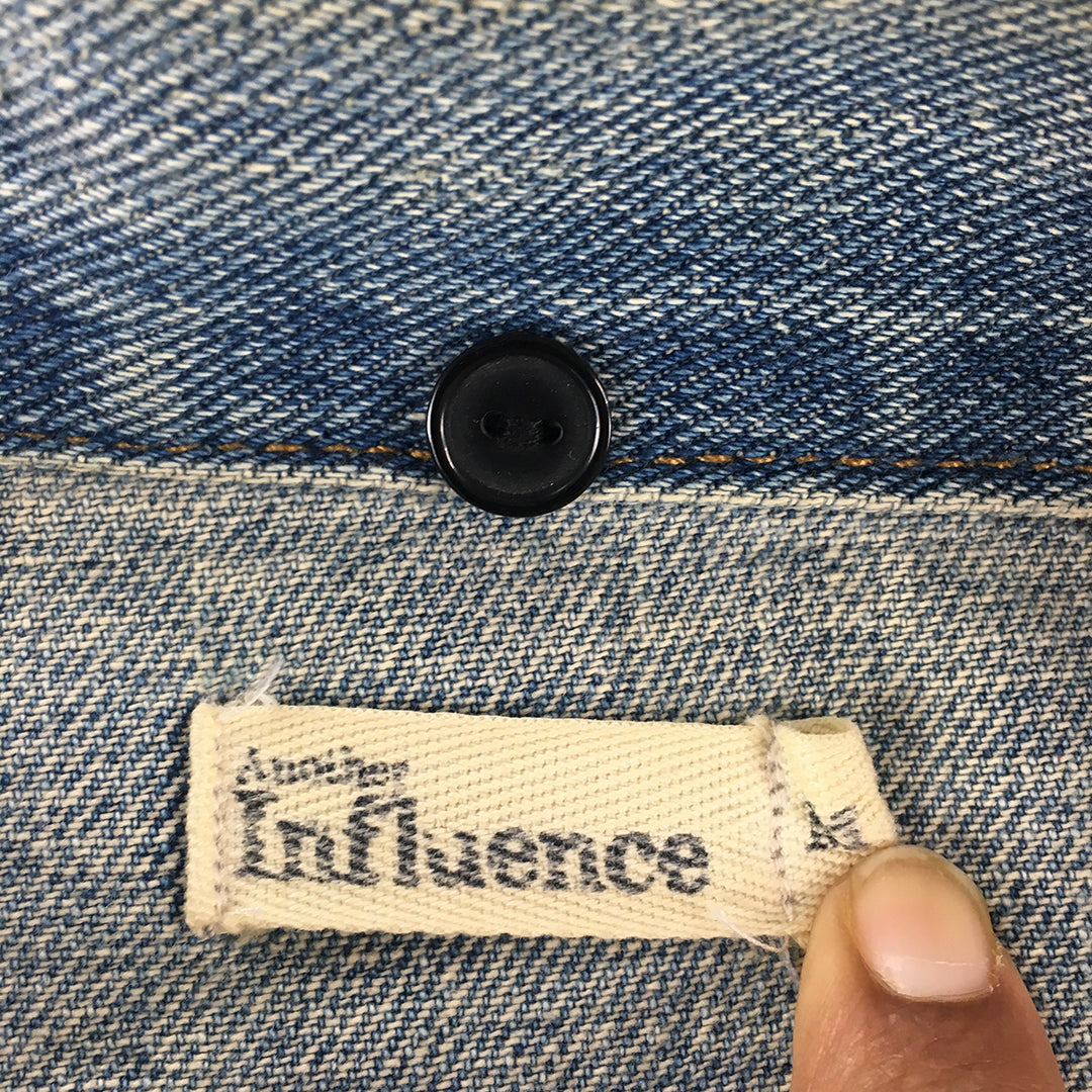 Another Influence Mens Jean Jacket Size M Blue Button Up Denim Pockets