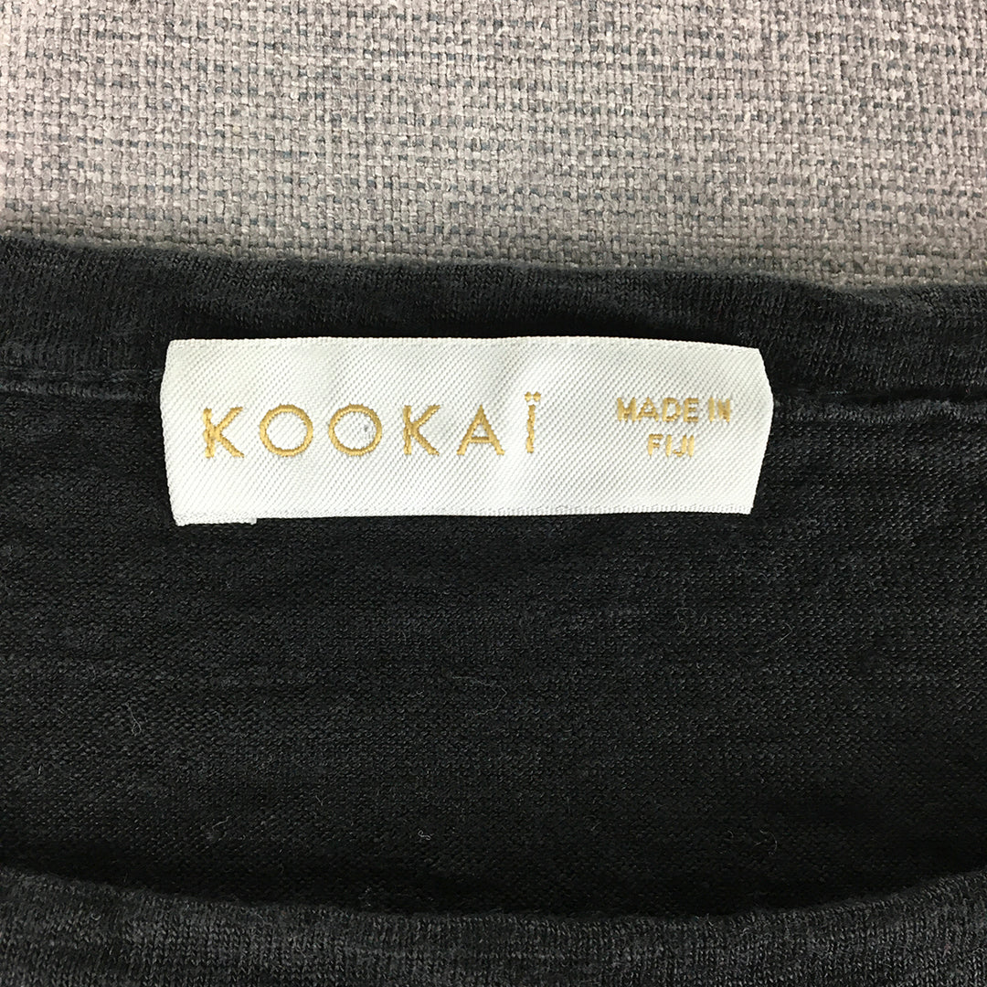 Kookai Womens T-Shirt Size 2 Black Short Sleeve Cropped Top