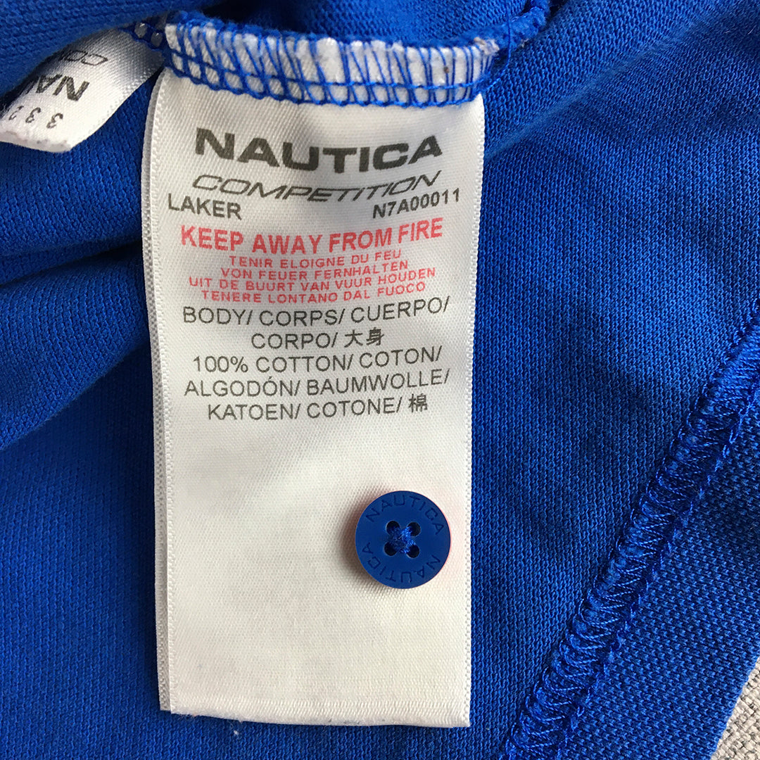 Nautica Competition Mens Polo Shirt Size XS Blue Big Embroidered Logo Rugby