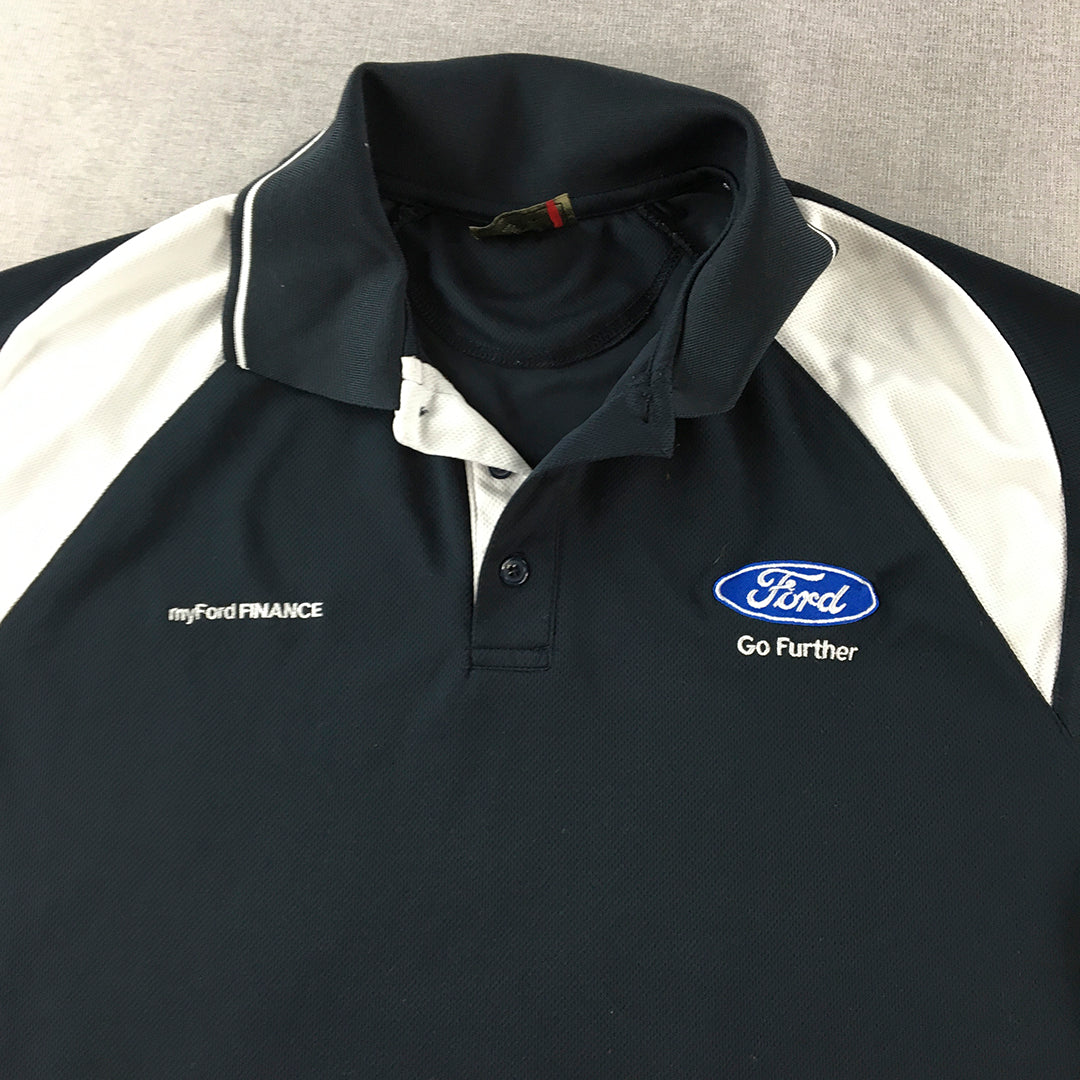 Ford Mens Polo Shirt Size 2XL Navy Blue Car Auto Collared Rugby