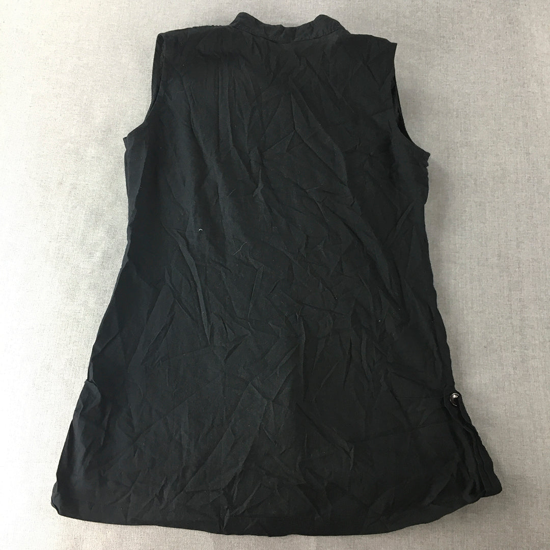 Zap Womens Top Size 2XL Black Sleeveless Button-Up Shirt