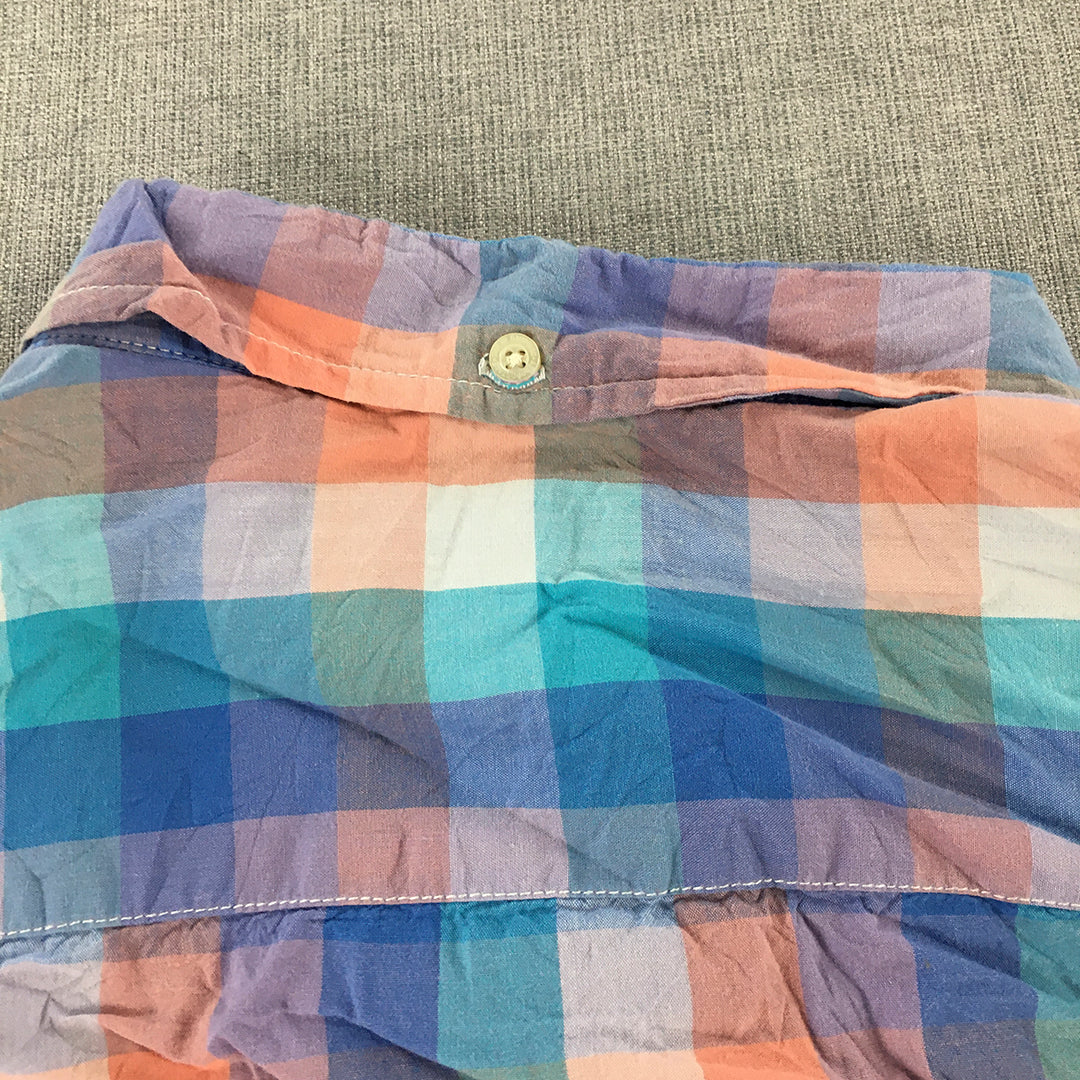 Aeropostale Mens Shirt Size S Blue Purple Pink Button-Up Short Sleeve Collared