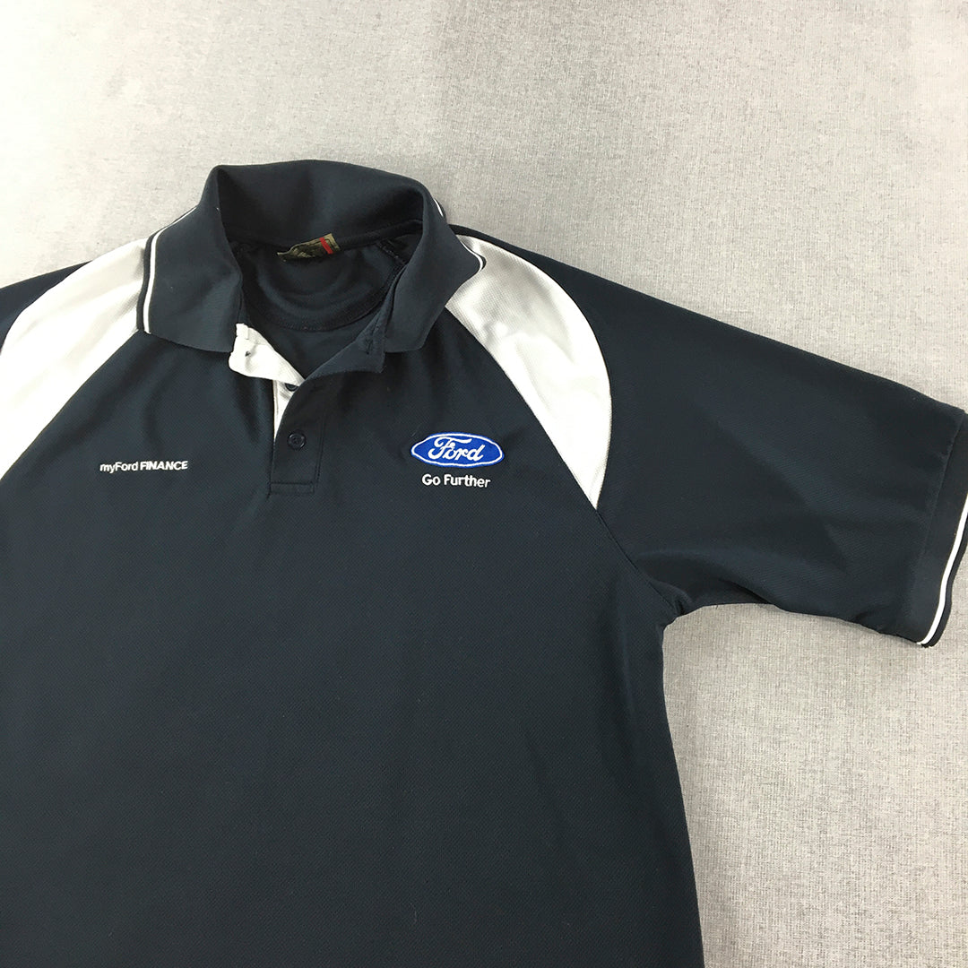 Ford Mens Polo Shirt Size 2XL Navy Blue Car Auto Collared Rugby