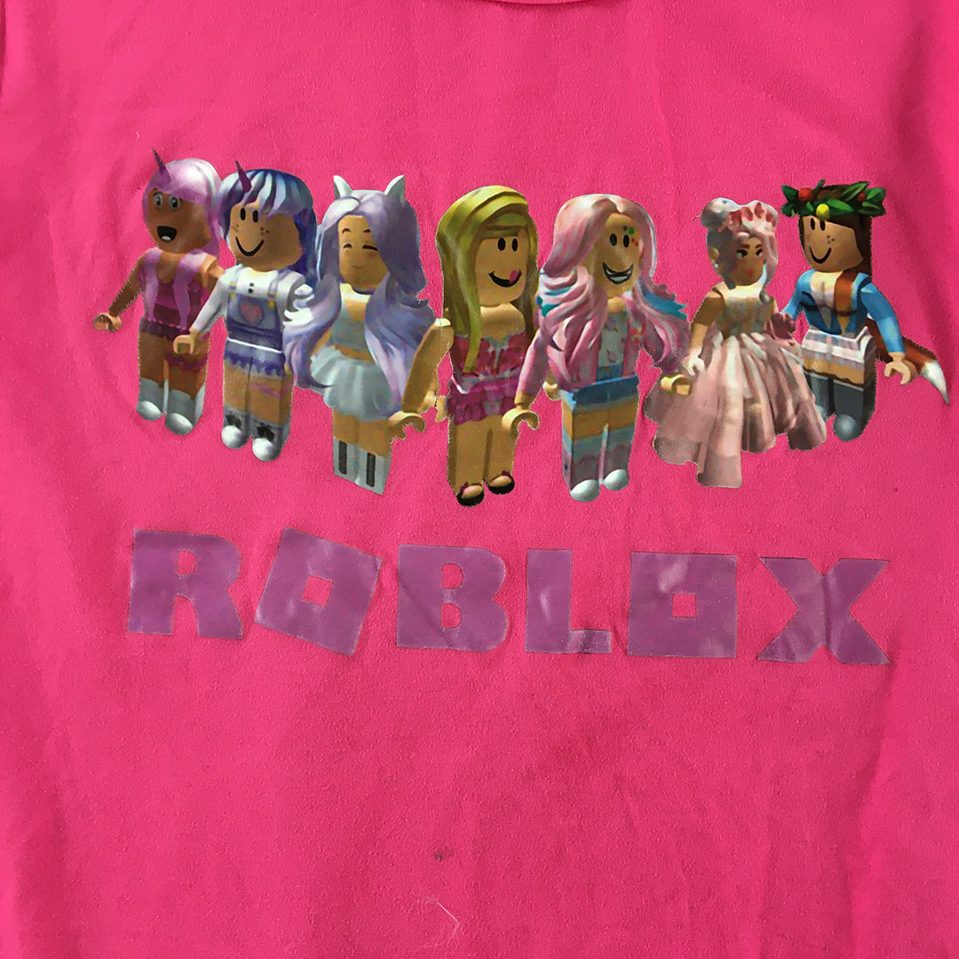 Roblox Kids Girls Dress Size 10 - 12 Years Pink Frilled Hem Short Sleeve