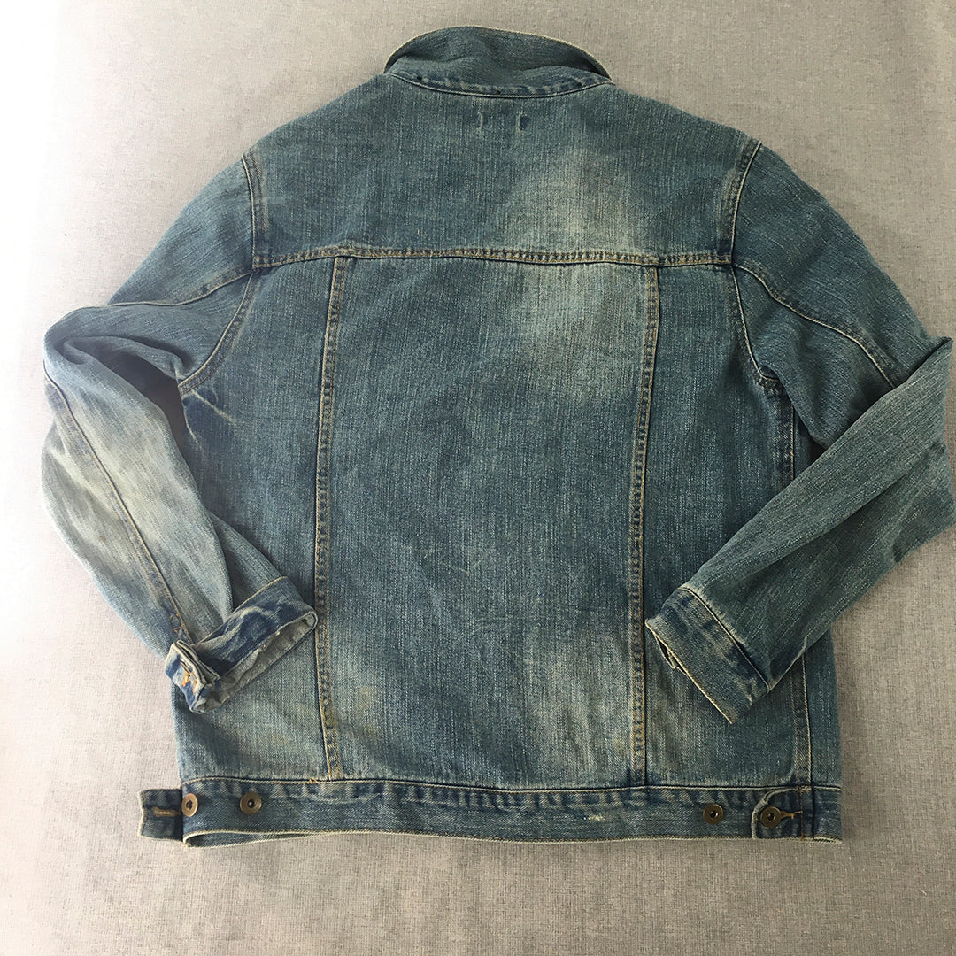 Another Influence Mens Jean Jacket Size M Blue Button Up Denim Pockets