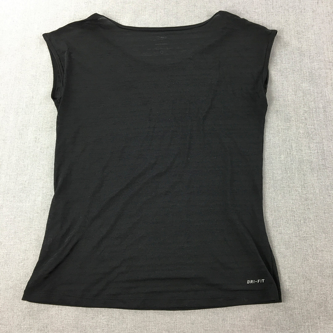 Nike Womens Top Size S Black Swoosh Logo Short Sleeve T-Shirt